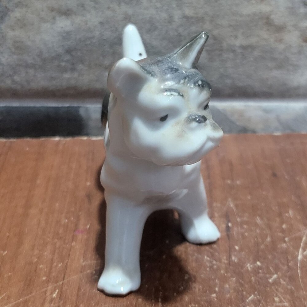 Vintage Porcelain Figurine French Bulldog Boston Terrier